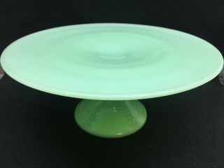 Jadeite Green Glass Hobnail Cake Wedding Stand Plate Platter Pedestal Jade Milk