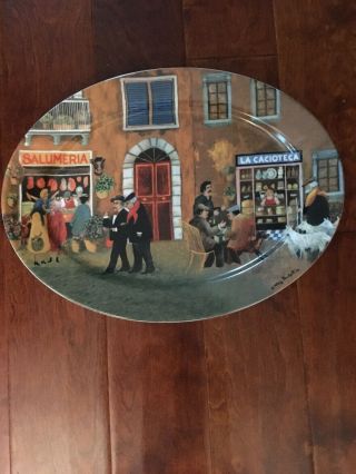 Tuscan Storefronts 16 " Oval Serving Platter By Guy Buffet