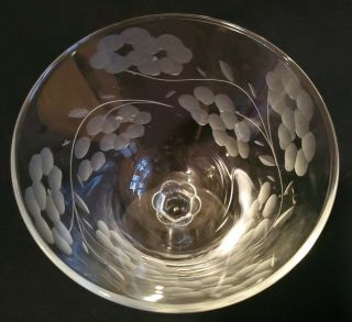 Crystal Champagne Wine Glasses Etched Flower Floral Vintage Delicate Stemware 4