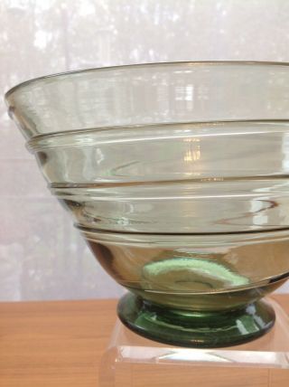 Large Sea Green Retro Glass Whitefriars Ribbon Trailed Vase Bowl Dish 3