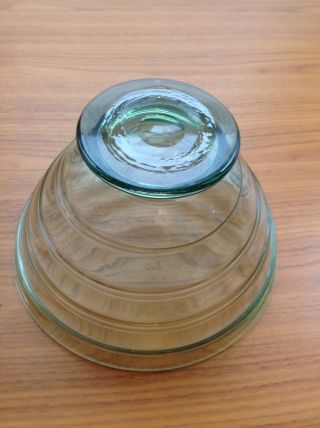 Large Sea Green Retro Glass Whitefriars Ribbon Trailed Vase Bowl Dish 4