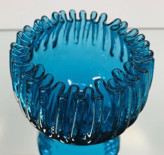 Vintage Blenko Art Glass Rose Bowl 538 Cobalt Teal Blue Ca.  1952 Stunning
