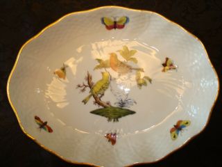 Herend Rothschilds Bird Pattern Oblong Relish Dish Hand Painted Hungary 1213/ro