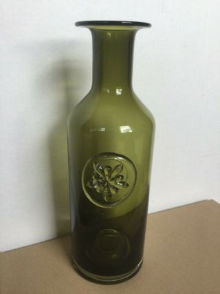 Dartington Crystal Art Glass Flower Vase Bottle Olive Green