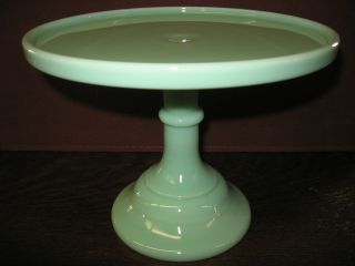 Jadeite Green Glass Cake Serving Stand Plate Platter Pedestal Wedding Jade Milk