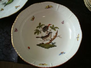 Herend Rothschild Bird Pattern Round Serving Bowl Hand Painted Hungary 360