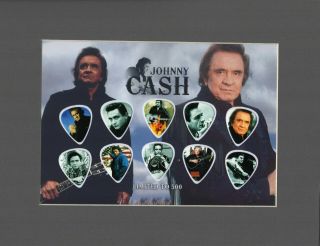 Johnny Cash Matted Picture Guitar Pick Limited I Walk The Line Ring Of Fire