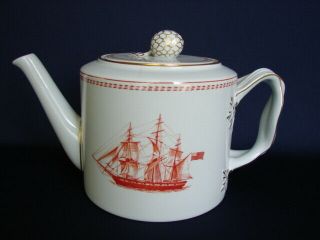 Spode Red Trade Winds 4 - Cup Teapot - Clipper Ships
