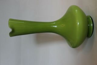 Large Retro Green Cased Glass Vase/ Jug,  Long Neck,  Large base hand blown empoi 5