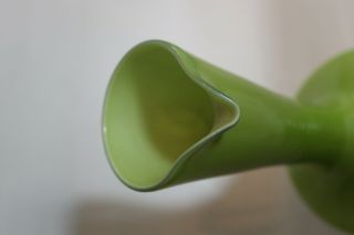 Large Retro Green Cased Glass Vase/ Jug,  Long Neck,  Large base hand blown empoi 6