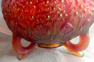 FENTON FLOWERS CARNIVAL GLASS Daisy BOWL IRIDESCENT VASE vintage Red 3