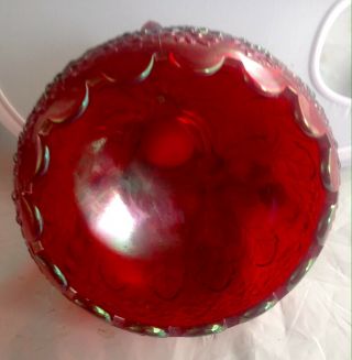 FENTON FLOWERS CARNIVAL GLASS Daisy BOWL IRIDESCENT VASE vintage Red 7