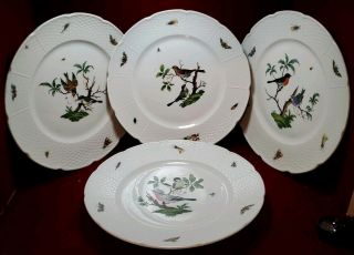 Rare Set Of 4 A Raynaud Et Cie Limoges France The Birds Dinner Plates.  1 2 4 5