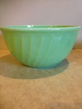Vintage Fire King Green Jadeite Swirl Mixing Bowls 9 Inch & 8 Inch 3