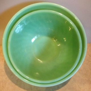 Vintage Fire King Green Jadeite Swirl Mixing Bowls 9 Inch & 8 Inch 5