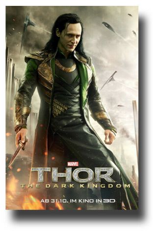 Loki Poster Movie 11 " X17 " German Thor Dark World Usa Sameday Ship