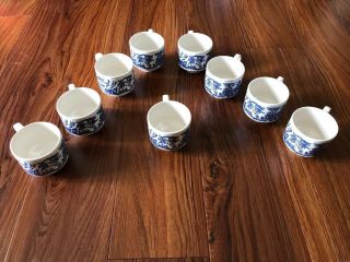 Set Of 10 Blue Willow Coffee/tea Cups Made In England By Churchill