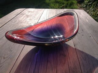 Flygsfors Coquille Glass Bowl,  Signed And Dated By Paul Kedelv,  1954,  Mid Century