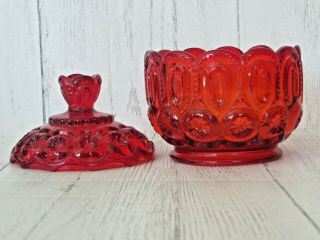 LE Smith Moon and Stars Ruby Red Glass Candy Dish with Lid 4