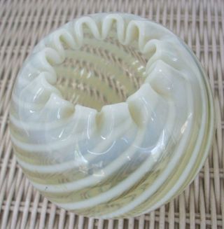 Yellow/Topaz Opalescent Optic Swirl Crimped Rose Bowl - 4 - 1/2 