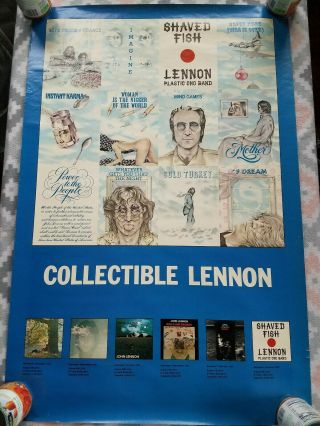 The Beatles John Lennon Shaved Fish 1975 Apple Records Promo Poster