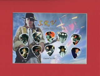 Stevie Ray Vaughn Matted Picture Guitar Pick Double Trouble Pride And Joy
