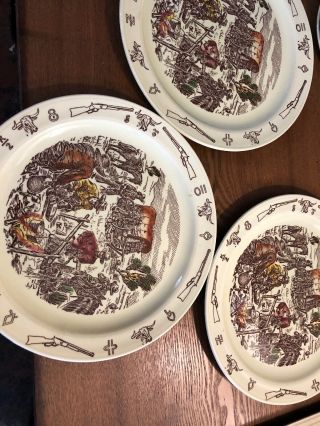 Vernon Kilns Dinner Plates 10 1/2 Inches Diameter Frontier Days “ As Is”
