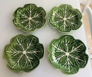 4 Bordallo Pinheiro Dinner Plates Green Cabbage - 10 3/4”