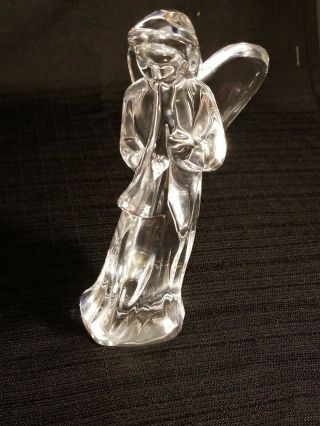 Baccarat French Crystal Nativity Angel With Horn Trumpet Figurine
