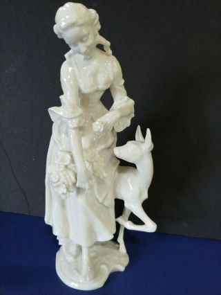 Hutschenreuther Porcelain Figurine Selb Girl With Deer Fawn Marked K Tutter