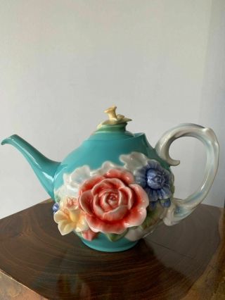 Fz02611 Franz Porcelain Teapot Versailles Garden In The Box Rare