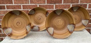 Set Of 4 Sango Splash Soup Bowls 4951 Stoneware Brown Drip Glaze