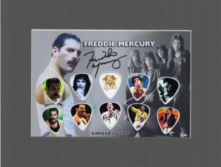 Freddie Mercury Queen Matted Picture Guitar Pick Set Limited We Will Rock You