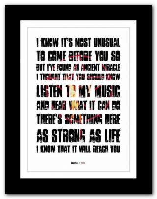 ❤ Rush - 2112 ❤ Song Lyrics Typography Poster Art Print