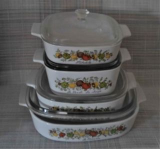 8 Pc.  Corning Ware " Spice Of Life " Casseroles With Lids