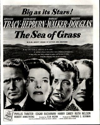 1947 The Sea Of Grass Movie Spencer Tracy Katharine Hepburn Vintage Print Ad1121
