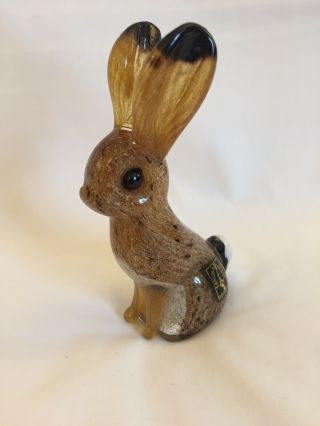 Vintage 5 Inch Tall Langham Glass Hare Ornament With Labels In