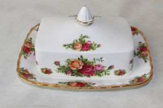 Royal Albert Old Country Rose Butter Dish Signed Porcelain England