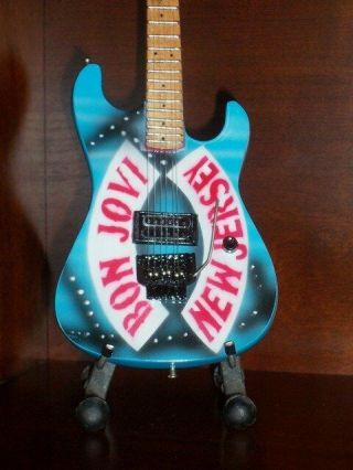 Mini Guitar Bon Jovi Jersey Memorabilia Stand Gift Art