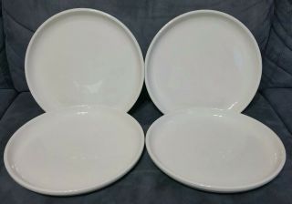 4 Crate & Barrel Culinary Arts White Cafeware Coupe Shape 10.  5 " Dinner Plates