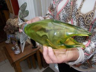 Quality Green Clear Glass Fish Lovely Probably Murano 1960s