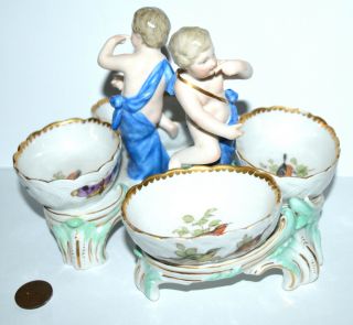 Pr.  Antique Berlin Kpm Porcelain Figural Salts Cherub Putti Restoration Repair