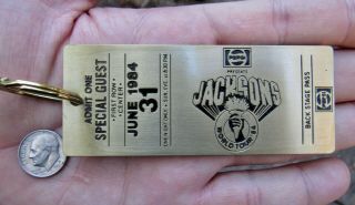 Vtg Michael Jackson 5 Keychain 1984 Concert Tour Pepsi 3d Pass Brass Rare Vg,