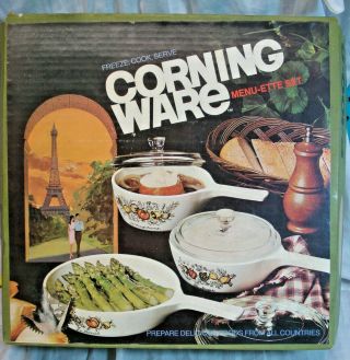 Vintage Corning Ware Menu - Ette Set - French Spice O Life - 6 Pc W/ Box