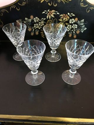 Vintage Waterford Irish Crystal Adare Pattern Cornet Wine Glasses Set Of 4