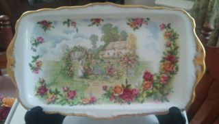 Royal Albert " A Celebration Of The Old Country Roses Garden " Sandwich Tray,  1986