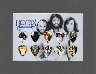 Bee Gees Matted Picture Guitar Pick Limited More Than A Woman Stayin 