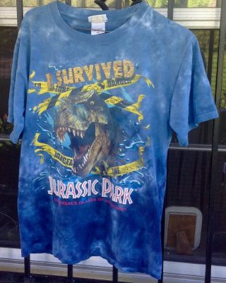 Vtg Universal Studios Jurassic Park Islands Of Adventure Tie Dye T Shirt Rare