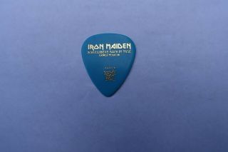 Iron Maiden Somewhere Back In Time Dave Murray Tour Guitar Pick Gold On Blue
