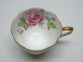 Aynsley Bone China Green Cup & Saucer w/ Cabbage Rose 3